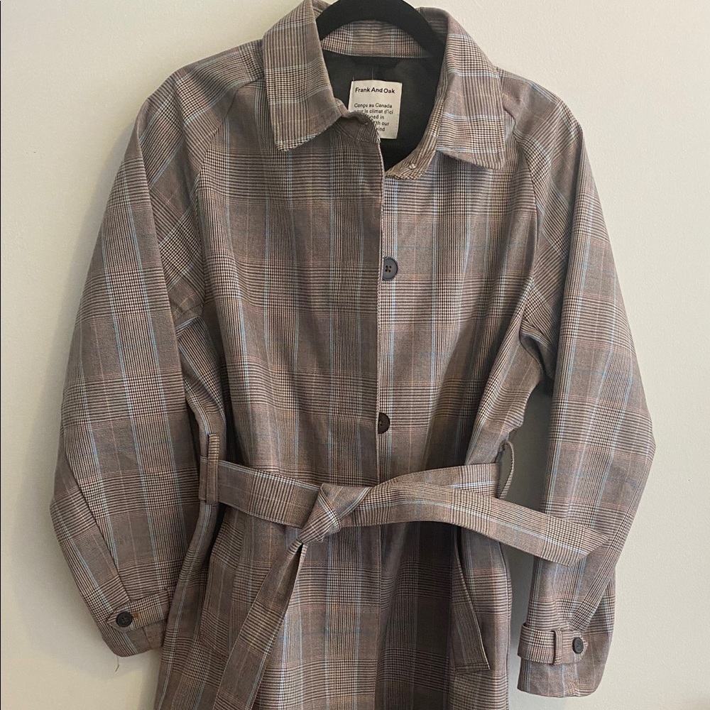 Frank and Oak Plaid trench coat